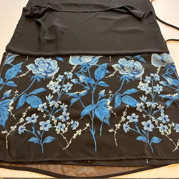 Beautiful Vintage Impressions Maxi Dress with gauze overlay Size M Black/Blue - Picture 9 of 10